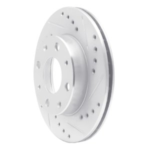 Honda Insight Brake Rotor (1) - Front Right - R1 Concepts - Drilled & Slotted - Silver - `84-`06